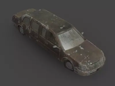Abandoned Car - Cadillac Limousine Low-poly 3D model