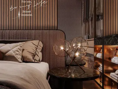 Bedroom-Bathroom-CORONA 3dmodel modern bedroom with wooden fl... 3D model