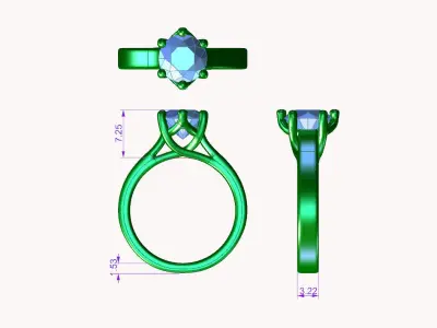 dmc-05 solitaire diamond engagement ring 3D print model