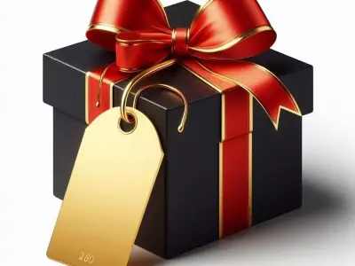 3D Black Gift Box Red Ribbon Black Friday 3D print model