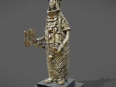 Oba Akenzua Bronze Statue Low-poly 3D model