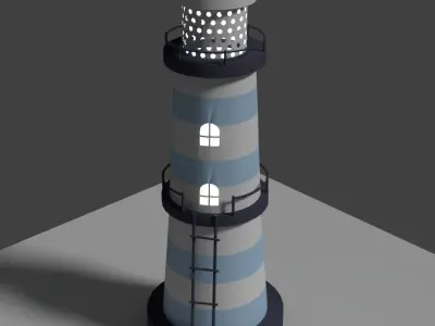 Low poly Toy Lighthouse Free low-poly 3D model