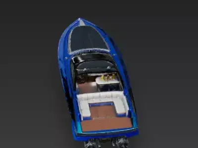 Azure Velocity Sport Yacht 3D Model Low-poly 3D model