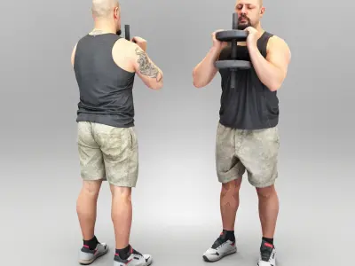 Man lifting dumbbell 386 Low-poly 3D model