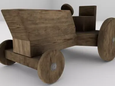 Wood Toy Tractor Low-poly 3D model