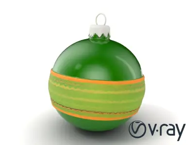 Festive Green Striped Ornament model pack Low-poly 3D model