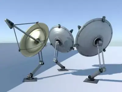 Satellite dishes rigged and low poly Free low-poly 3D model
