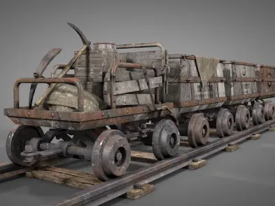 Old Mine Cart v2 3D model