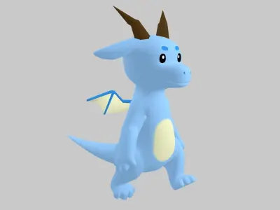 Tiny cute dragon Low-poly 3D model