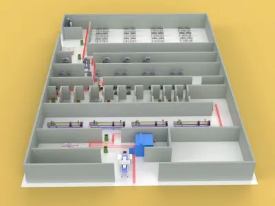 LAYOUT WORKSHOP LINE FACTORY INDUSTRIAL FLOOR PLAN PRODUCTION 3D model