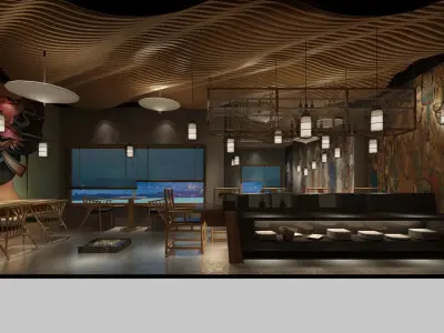 restuarant 3D model and rendering 3D model