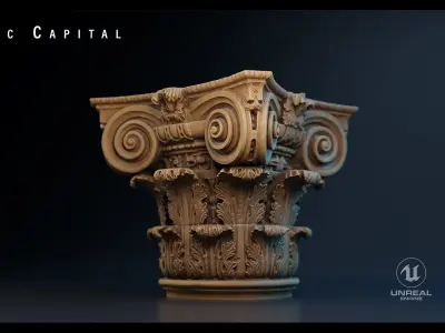 Doric Capital Model 8K Low-poly 3D model