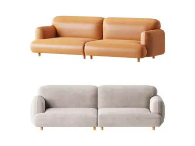 Modern Faux Leather Sofa-2 3D model