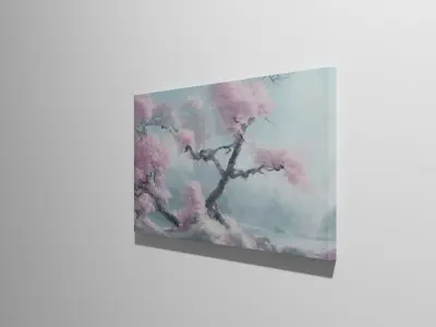 Cherry Trees next to a River Painting Low-poly 3D model