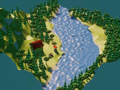 Low Poly Forest Free low-poly 3D model