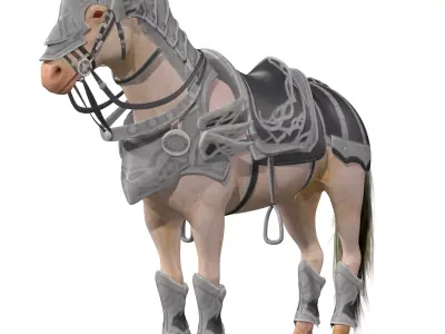 Knight Armored Horse Rig Low-poly 3D model