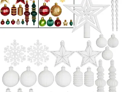 Collection Of Christmas Tree Ornaments 3D model