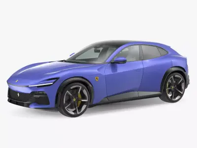 2023 Blue Ferrari Purosangue SUV Simple Interior 3D model