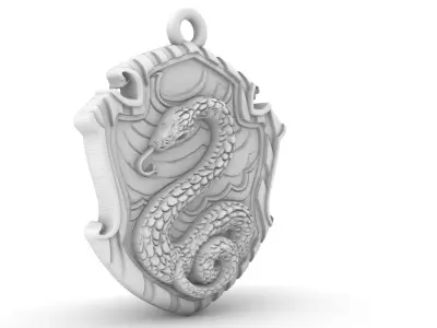 Slytherin House Shield Pendant 3D print model