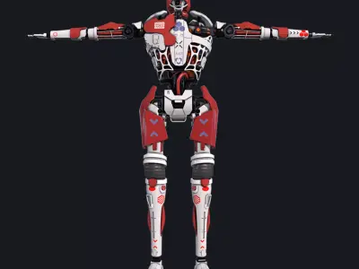 Robot humanoid A-003 Free low-poly 3D model