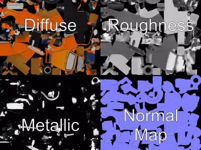 Orange Classic Convertible model pack Low-poly 3D model