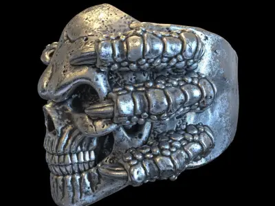skull Ring jewelry with claws vol1  3D print model
