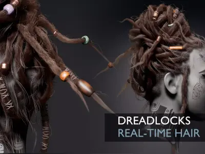 Dreadlocks Realtime Hairstyle - Game Hair Low-poly 3D model