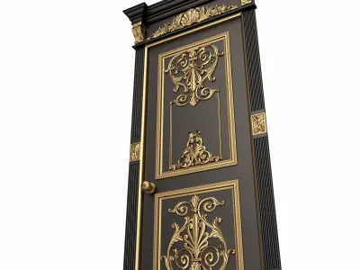 Carved Door Classic 0902 Black Low-poly 3D model