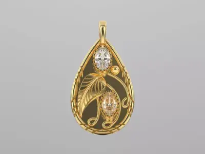 leaf natural gem stone pendant  3D print model