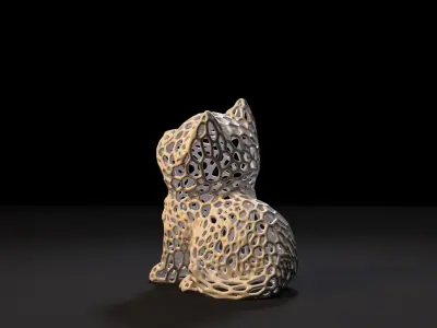 Kitten Voronoi 3D print model
