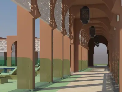 Traditional Moroccan Pool Style Tamouda Bay 3D model
