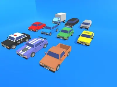 Low Poly Vehicles - Cars Pack Low-poly 3D model