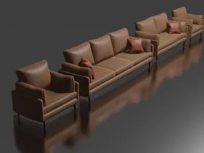 leather sofa ready for design interior Free 3D model