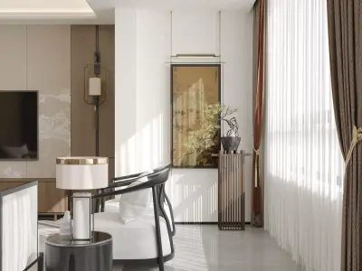 chinese living room dining room interior scenes 06 3D model