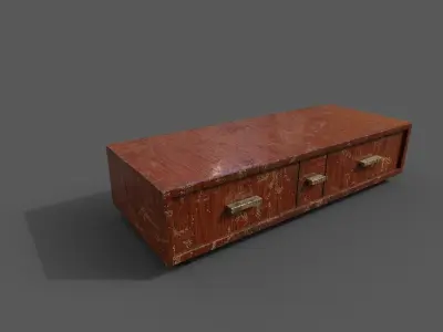 Set Old Modern Furniture 3D Model Terror Low-poly 3D model