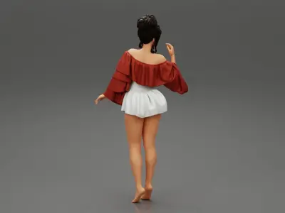 sexy girl posing in fashion shirt and mini skirt 3D print model