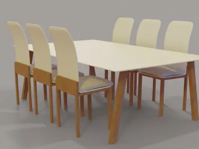 dinning set dining table with six chairs Free 3D model buy