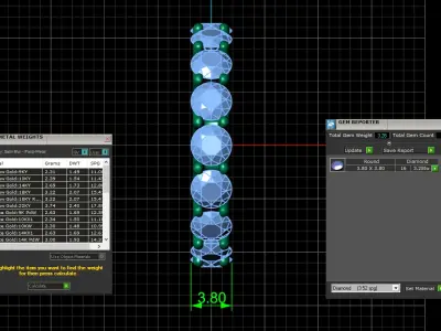 U Shaped Eternity Ring 3 point 8  mm stone size swiss 8 and EU48 3D print model