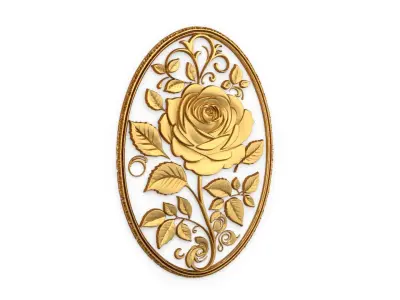 Classic oval carved decor ornament 06 3D model