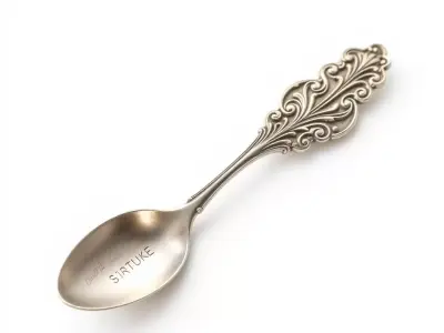 Ornate Silver Spoon model pack Low-poly 3D model