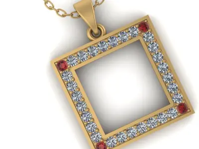 3d-model square jewel pendant  3D print model