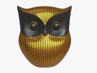 Metal Gold Owl Figurine 3D model