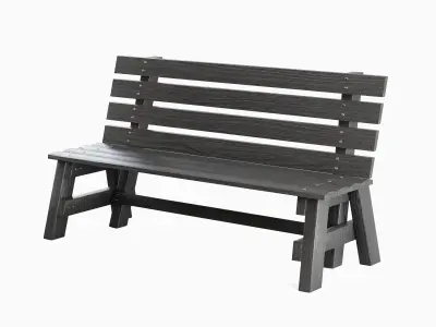 Wooden Outdoor Bench 05 3D model