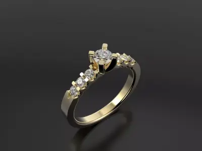 Ring with gems 3D print model