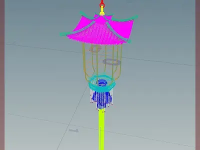 Chinese lanterns and Chinese rooftops Animation 3D model