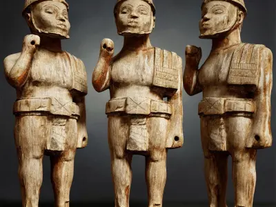 6 Statues Collection mexican figurine Low-poly 3D model