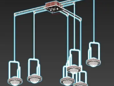 dighton-ch modern pendant light in brass and glass 3D model