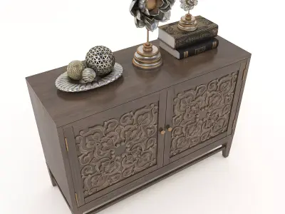 Wooden Cabinet and Decoration 3D model