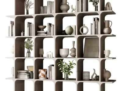 plastic Shelves Decorative With Plants and plastic Rack 31 3D model