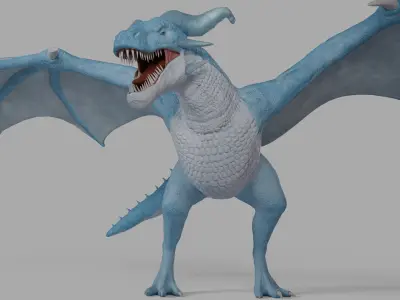 Ice Dragon Low-poly 3D model